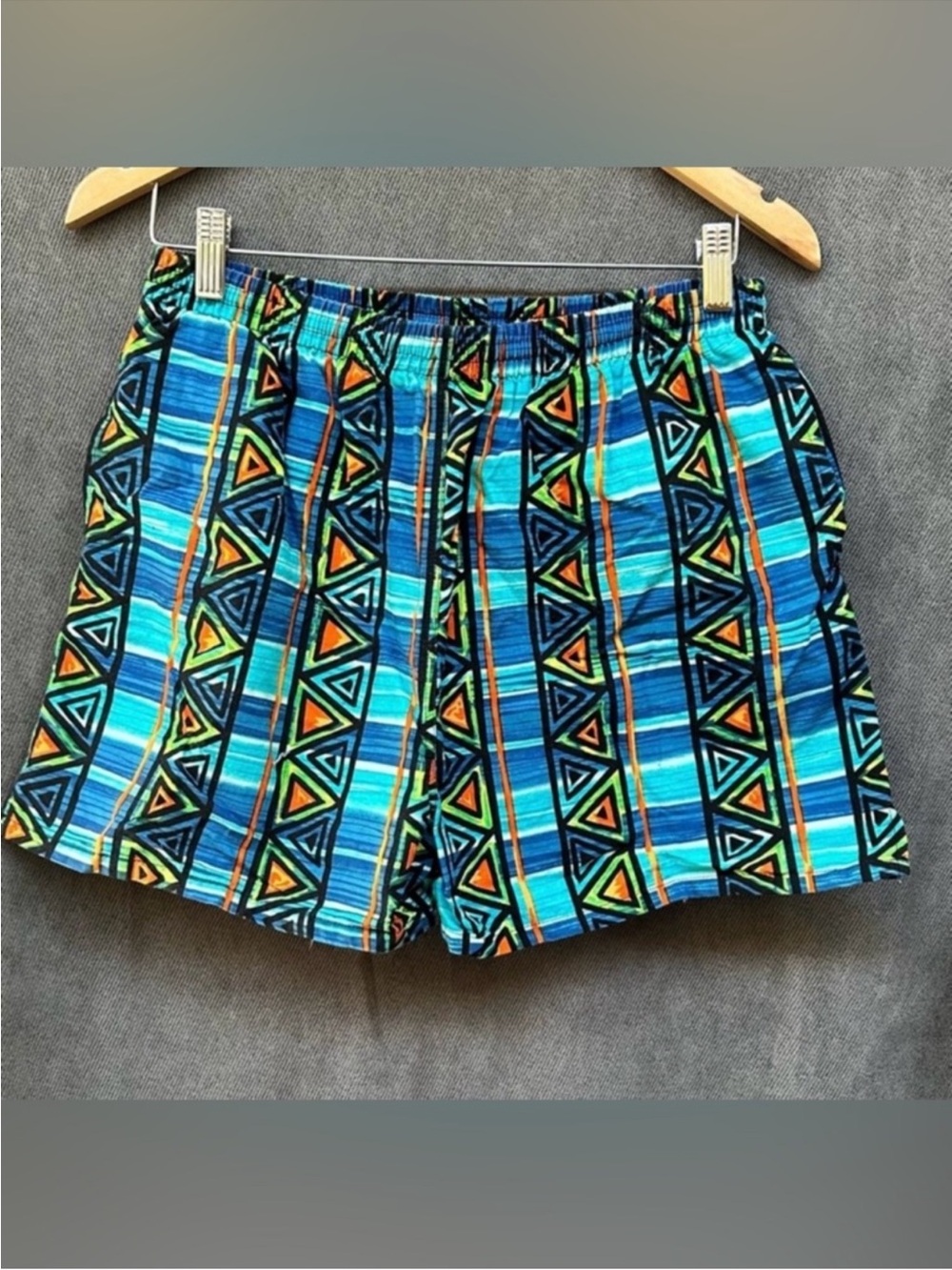 Vintage Memphis geometric print swim trunks shorts large